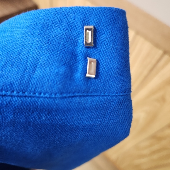 Boden linen cotton wrap blue skirt, embroidered hem, women's 12. - Picture 5 of 10